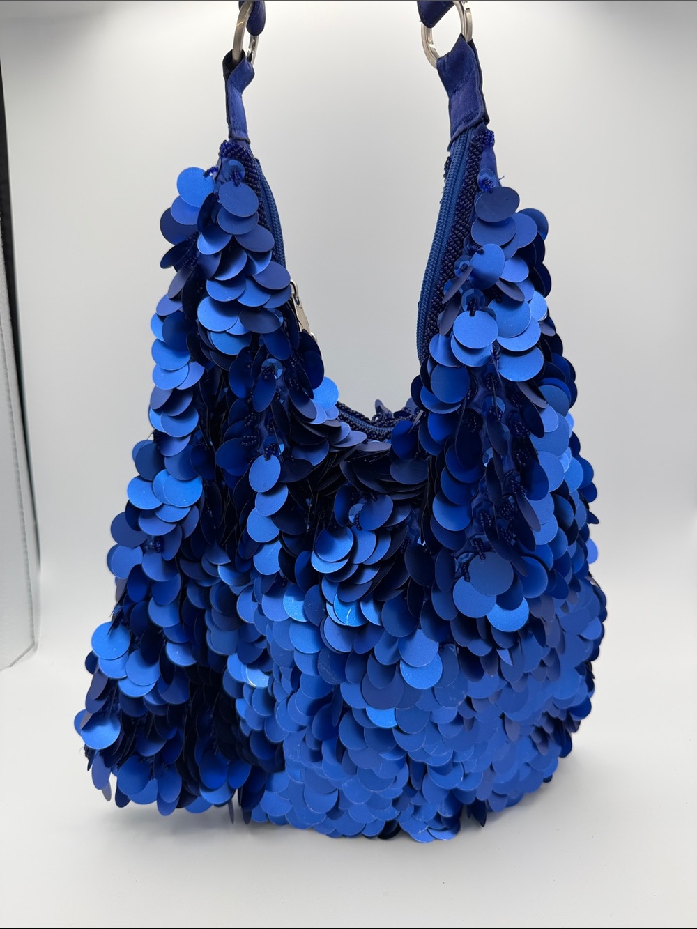 Blue Sequin Hobo Bag - Women's Shoulder Bag